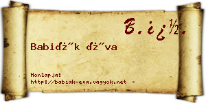 Babiák Éva névjegykártya