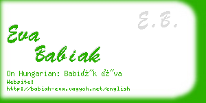 eva babiak business card